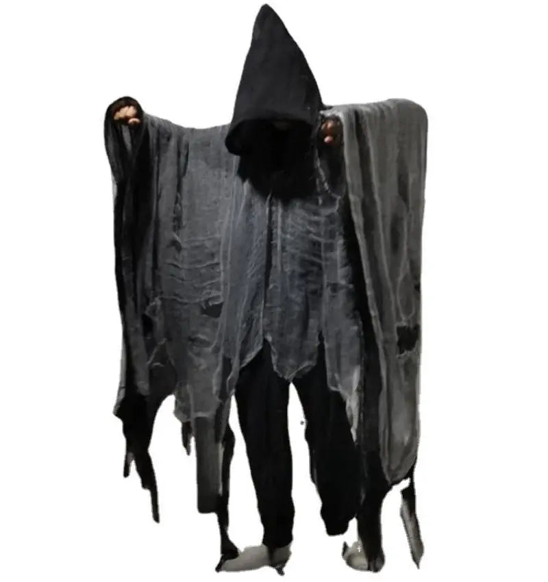Halloween Horror Monk Costume for Adults – Unisex Creepy Hooded Robe with Torn Details 3