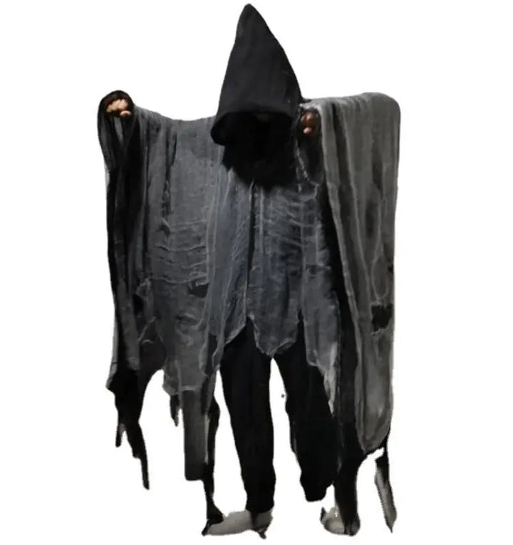 Halloween Horror Monk Costume for Adults – Unisex Creepy Hooded Robe with Torn Details 3