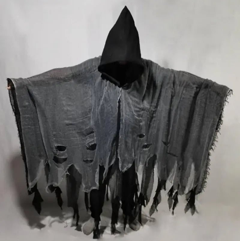 Halloween Horror Monk Costume for Adults – Unisex Creepy Hooded Robe with Torn Details 4
