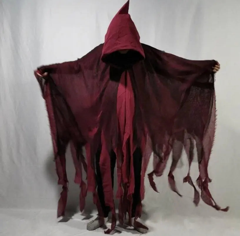 Halloween Horror Monk Costume for Adults – Unisex Creepy Hooded Robe with Torn Details 5