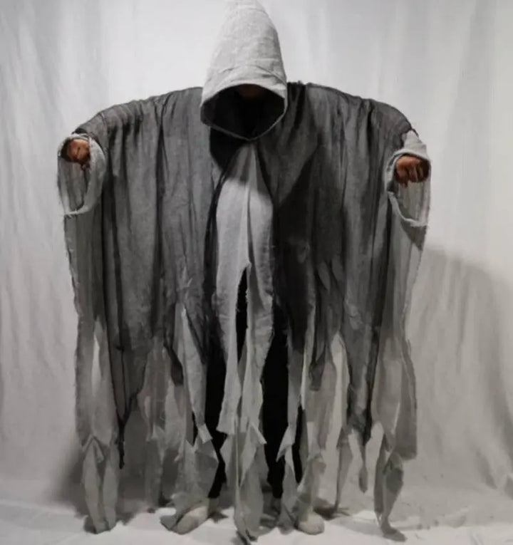 Halloween Horror Monk Costume for Adults – Unisex Creepy Hooded Robe with Torn Details 6