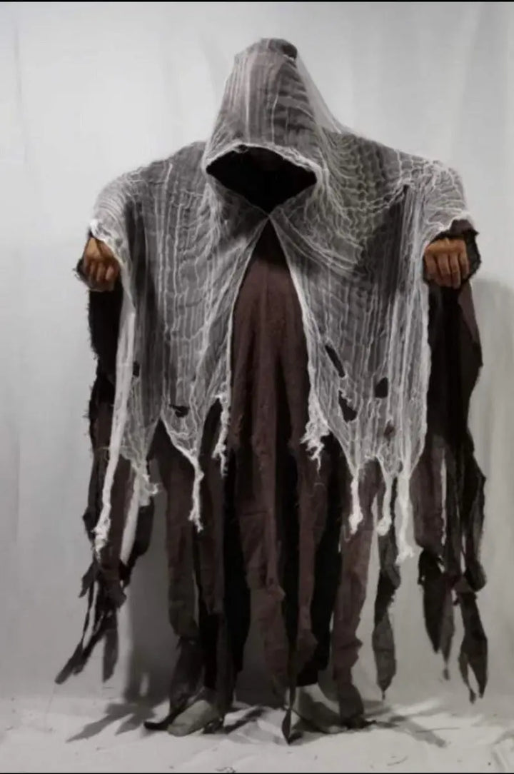 Halloween Horror Monk Costume for Adults – Unisex Creepy Hooded Robe with Torn Details 7