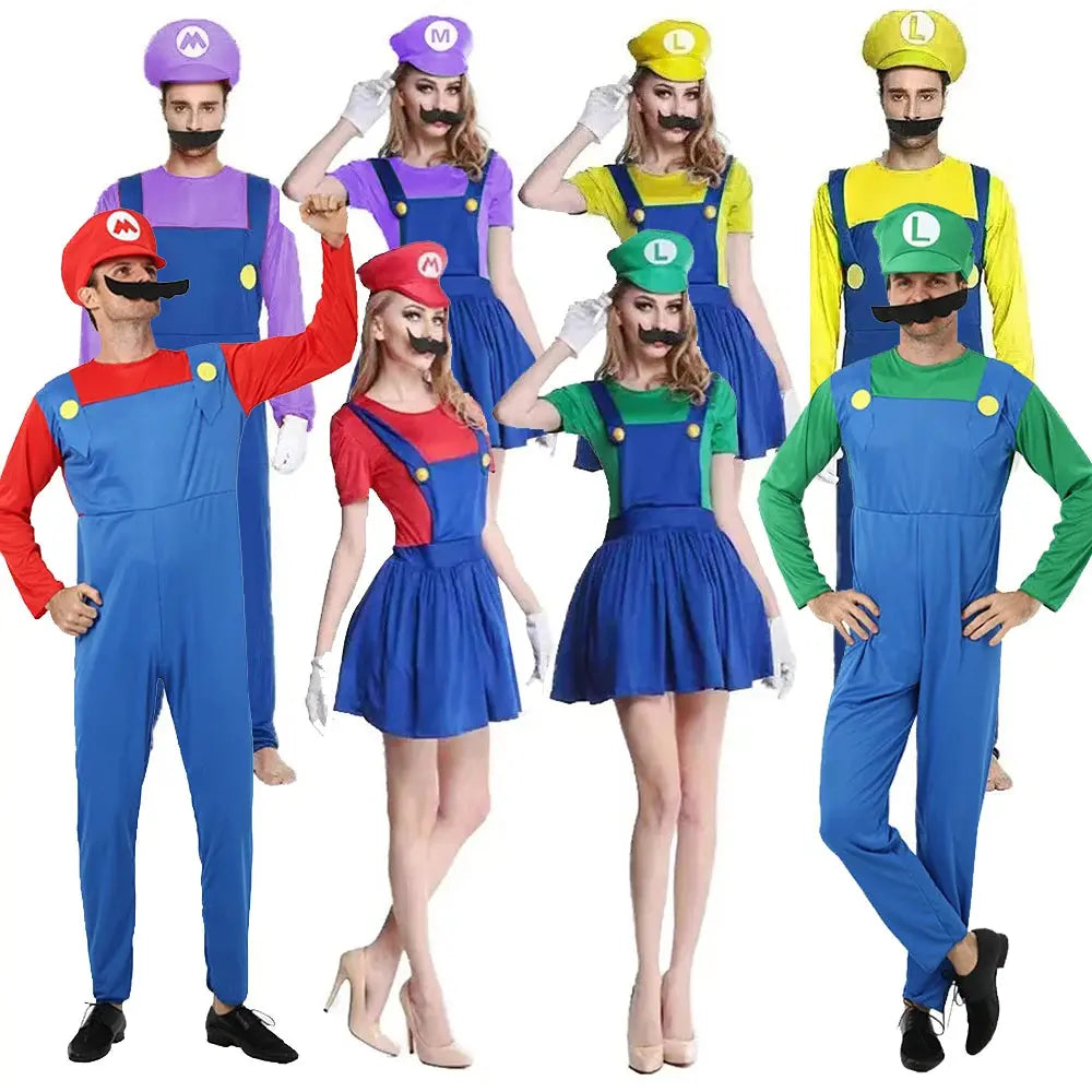 Halloween Super Mario Luigi Costume Set – Fun Jumpsuit & Dress for Adults – Perfect for Parties & Cosplay 0