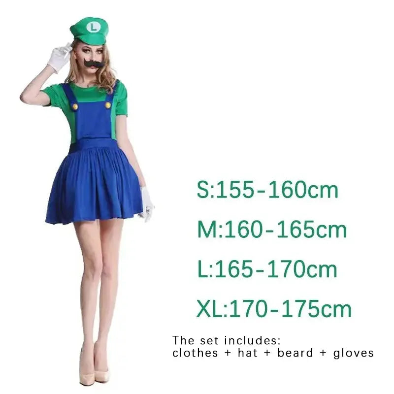 Halloween Super Mario Luigi Costume Set – Fun Jumpsuit & Dress for Adults – Perfect for Parties & Cosplay 10