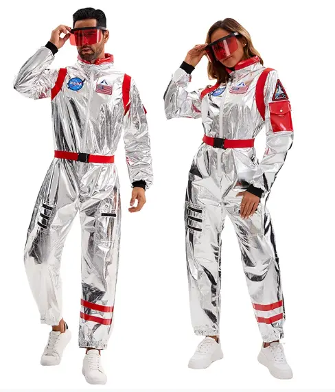 MunaWear - Costumes - Liora - Shiny Silver Astronaut Costume With Futuristic Design For Halloween And Theme Parties - 
