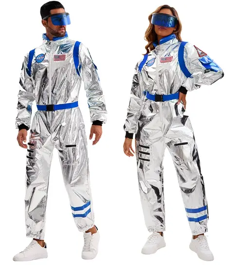 MunaWear - Costumes - Liora - Shiny Silver Astronaut Costume With Futuristic Design For Halloween And Theme Parties - 