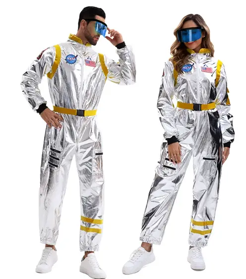 MunaWear - Costumes - Liora - Shiny Silver Astronaut Costume With Futuristic Design For Halloween And Theme Parties - 
