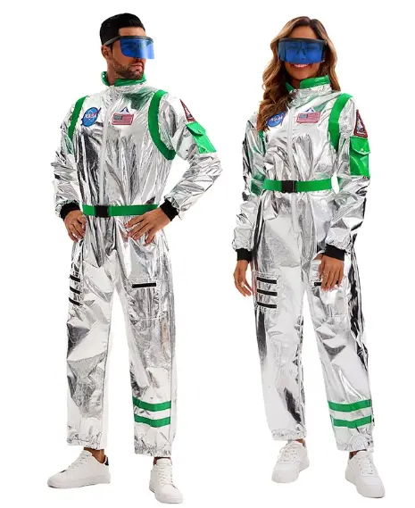 MunaWear - Costumes - Liora - Shiny Silver Astronaut Costume With Futuristic Design For Halloween And Theme Parties - 