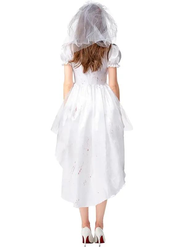 Liora - Spooky Vampire Bride Costume With Bloodstains For Halloween Parties 2