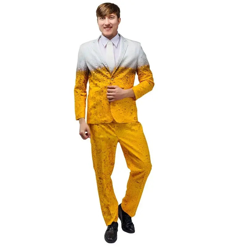 Oktoberfest Bavarian Suit Costume for Men – Vibrant Yellow Top & Trousers – Authentic Style for Beer Festivals 2