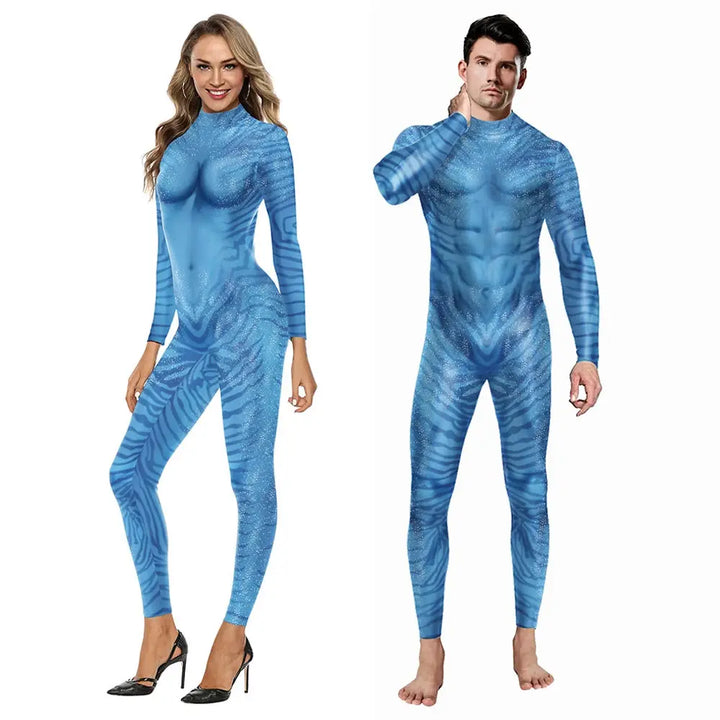 Halloween Avatar Cosplay Costume – Unisex 3D Digital Print Jumpsuit for Themed Parties and Events 0