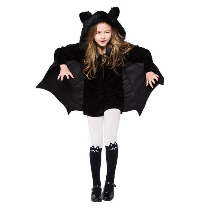 Unisex Halloween Bat Costume for Kids - Soft Fabric Outfit with Hood and Wings for Parties and Trick-or-Treating 2
