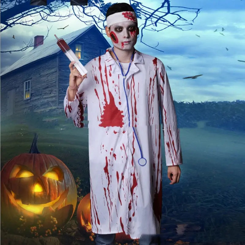 Halloween Bloody Doctor Costume – Creepy Mens Outfit for Spooky Parties – Sizes S–XL 1
