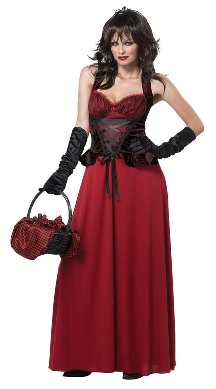 Seductive Little Red Riding Hood Costume for Women – Elegant Dress and Cape Set for Halloween Parties 4