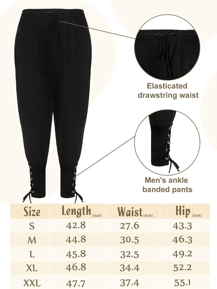 Halloween Pirate Costume Men – 4-Piece Renaissance Outfit with Ankle Banded Pants & Accessories – Perfect for Halloween Parties 3