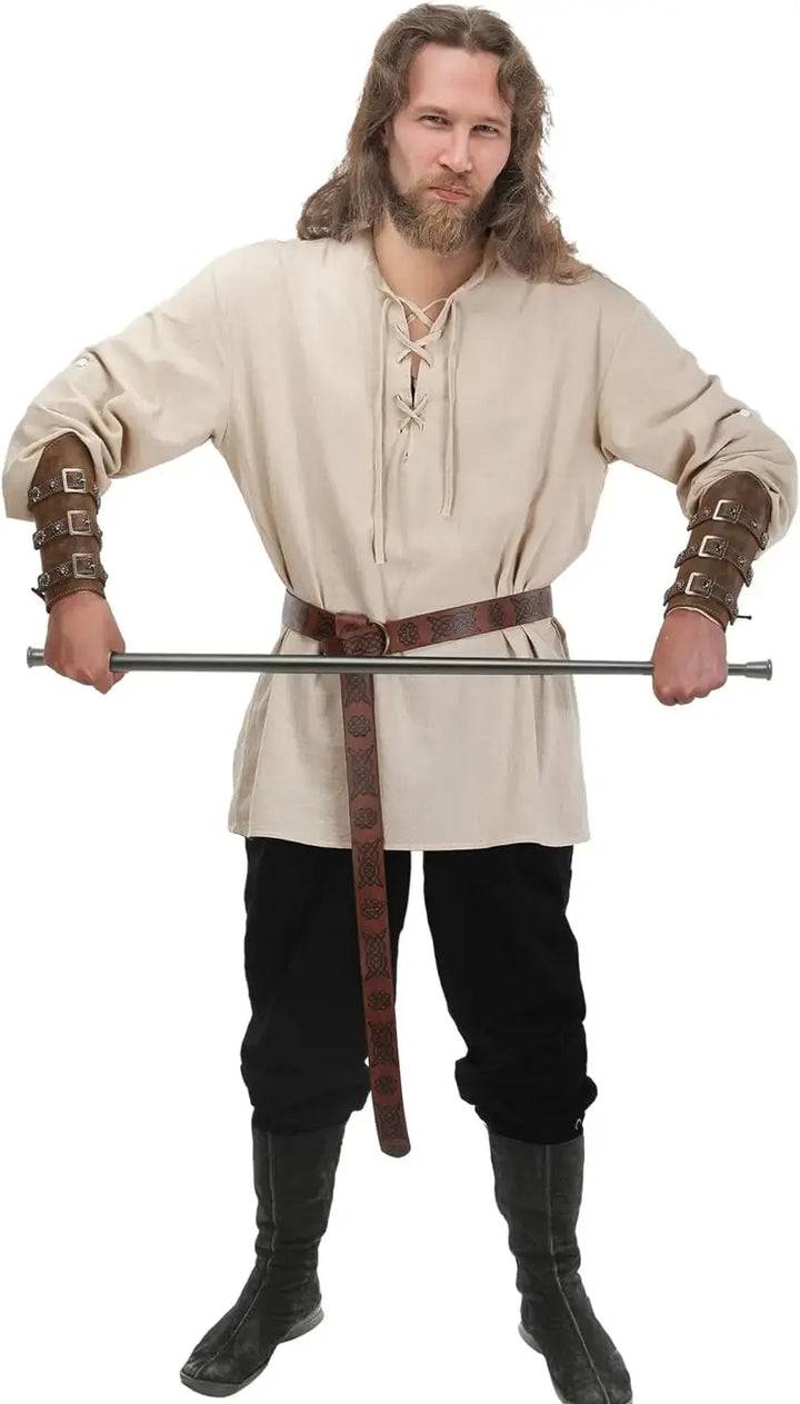 Halloween Pirate Costume Men – 4-Piece Renaissance Outfit with Ankle Banded Pants & Accessories – Perfect for Halloween Parties 5
