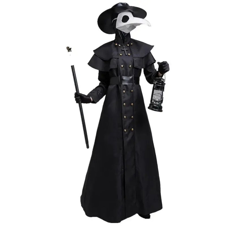Halloween Plague Doctor Costume – Medieval Hooded Robe & Mask – Men’s Steampunk Cloak, Size 5XL – Perfect for Halloween Parties 1