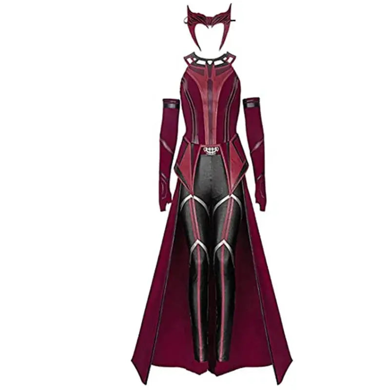 Halloween Scarlet Witch Costume – Complete Set with Cloak & Headwear – Women's Adult Size for Spooky Parties 1