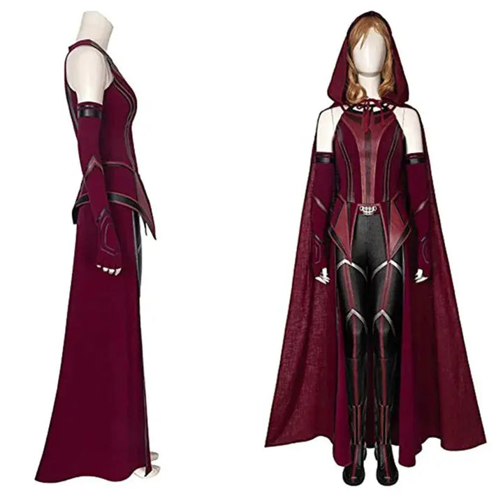 Halloween Scarlet Witch Costume – Complete Set with Cloak & Headwear – Women's Adult Size for Spooky Parties 3