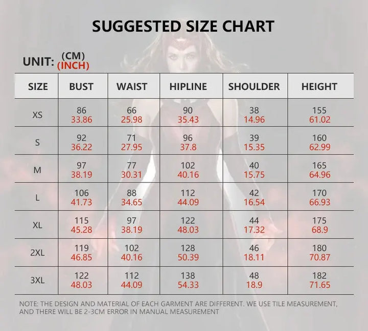 Halloween Scarlet Witch Costume – Complete Set with Cloak & Headwear – Women's Adult Size for Spooky Parties 5