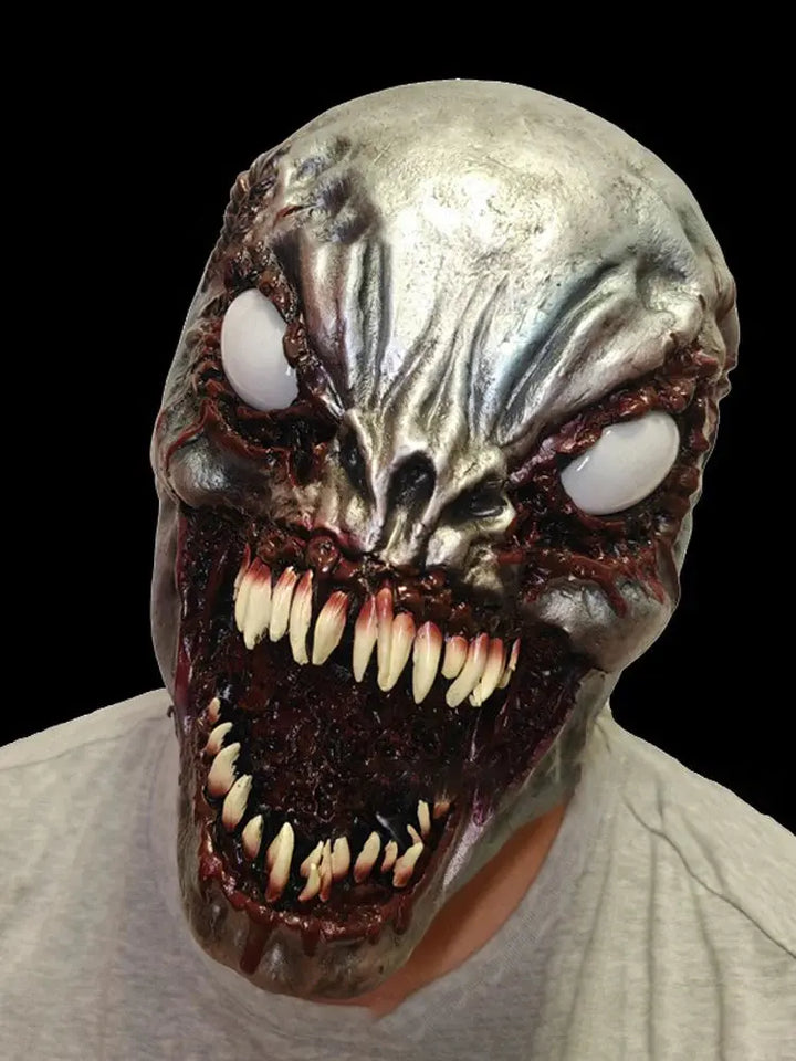 Halloween Scary Poison Mask – Creepy Exorcist Latex Design with White Eyes – Perfect for Adult Parties 7