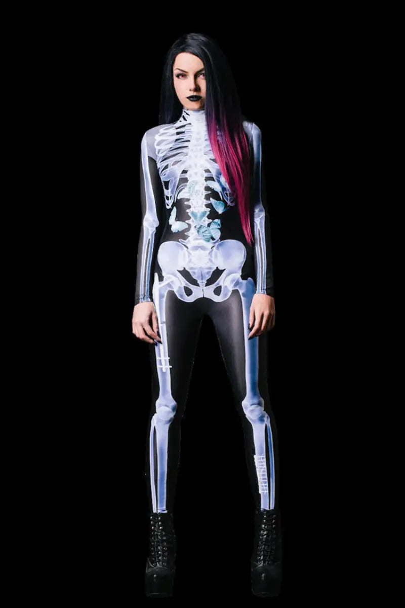 Halloween Skeleton Costume – Full Body Suit for Men & Women – Unisex Creepy Outfit for Parties 1