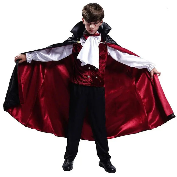 Kids Halloween Vampire Costume Set with Cloak and Vest – Ages 4-12 for Trick or Treat and Halloween Parties 4