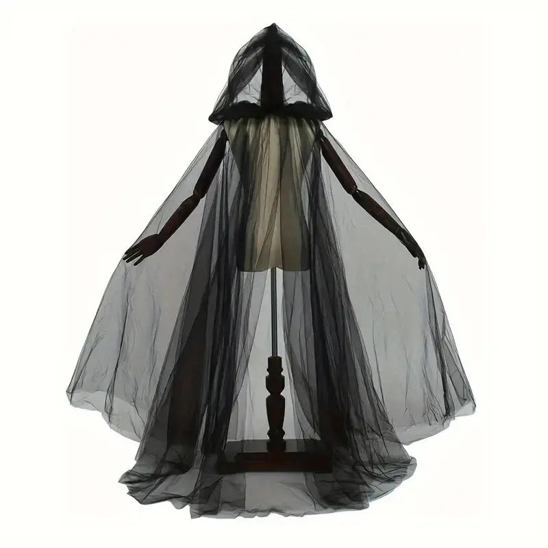 Halloween Witch Cloak – Elegant Black Double Cloak for Cosplay and Parties – Perfect for Spooky Events 0