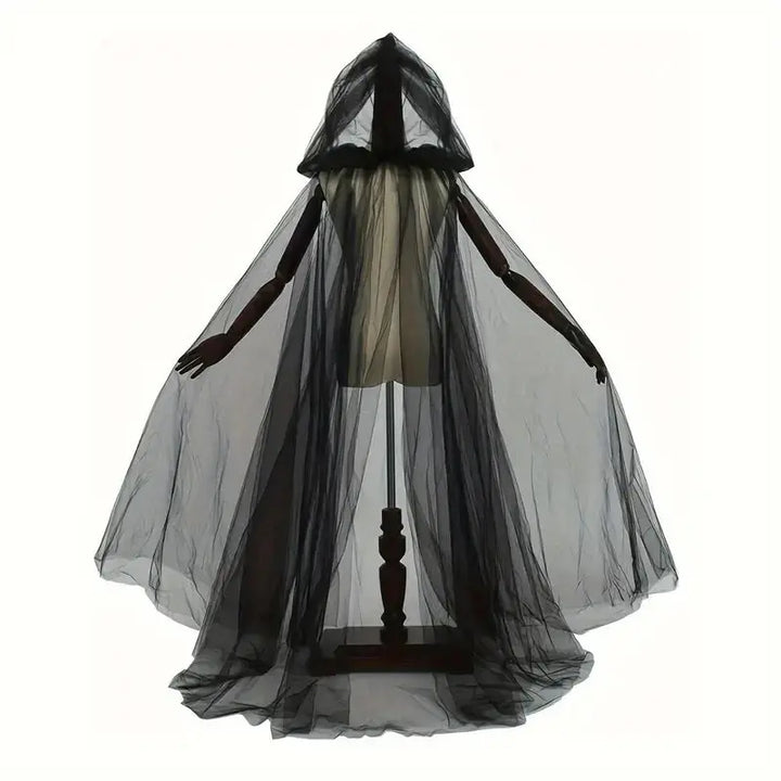 Halloween Witch Cloak – Elegant Black Double Cloak for Cosplay and Parties – Perfect for Spooky Events 0