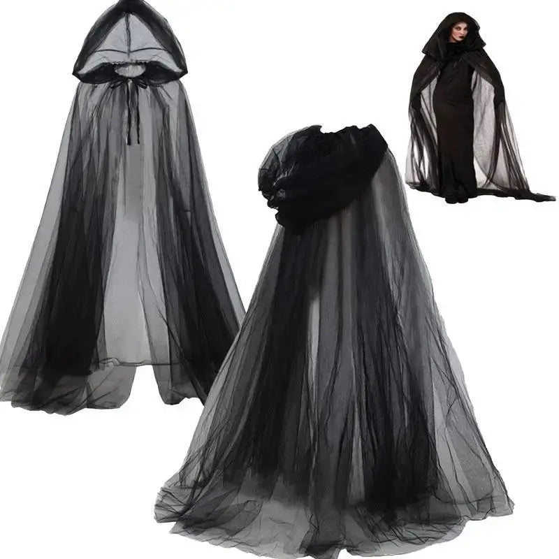 Halloween Witch Cloak – Elegant Black Double Cloak for Cosplay and Parties – Perfect for Spooky Events 3