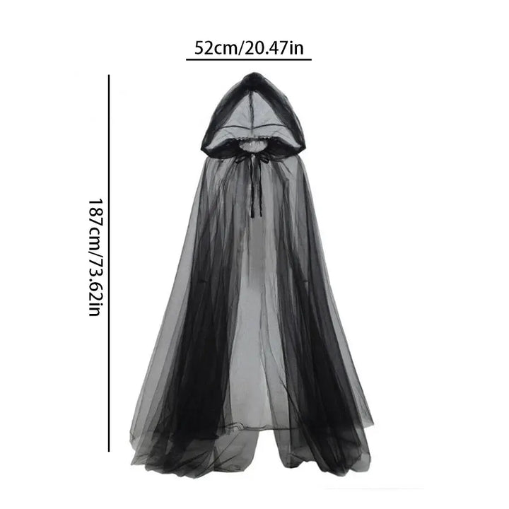 Halloween Witch Cloak – Elegant Black Double Cloak for Cosplay and Parties – Perfect for Spooky Events 4