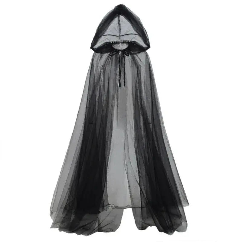 Halloween Witch Cloak – Elegant Black Double Cloak for Cosplay and Parties – Perfect for Spooky Events 1