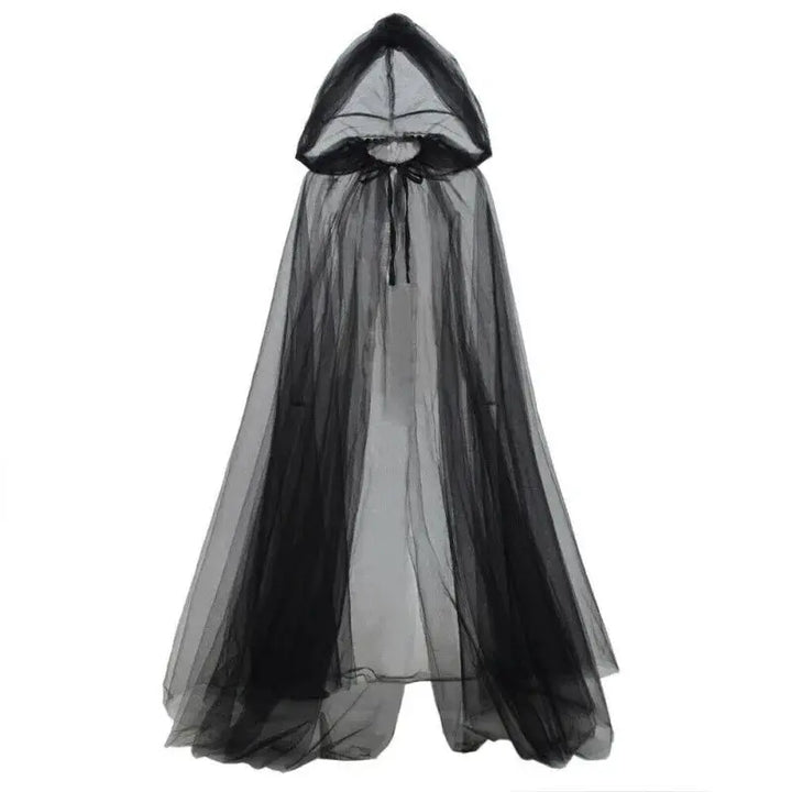 Halloween Witch Cloak – Elegant Black Double Cloak for Cosplay and Parties – Perfect for Spooky Events 1