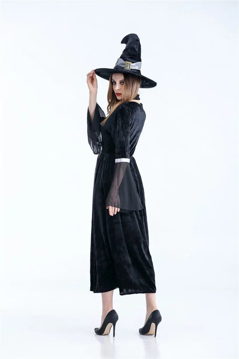 Halloween Witch Costume Set – Elegant Dress & Hat for Women – Perfect for Spooky Parties 4