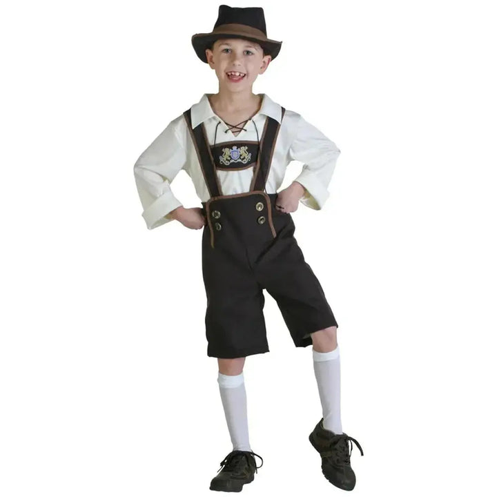 Oktoberfest Classic Bavarian Lederhosen Kids Costume Set – Adorable Outfit with Hat & Suspenders – Perfect for Festivals 2