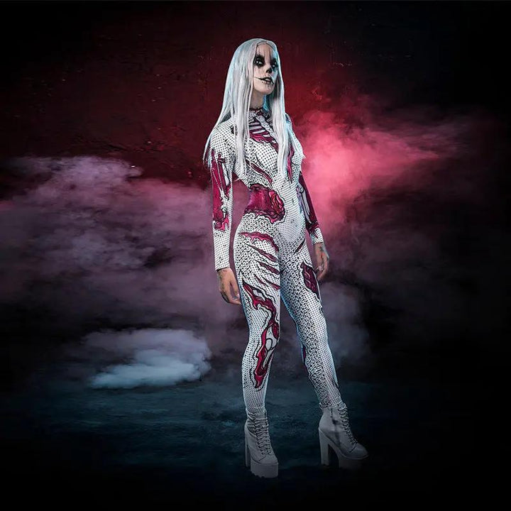 Liora - Realistic Full-Body Halloween Costume With Spooky Print For Adult Parties 2