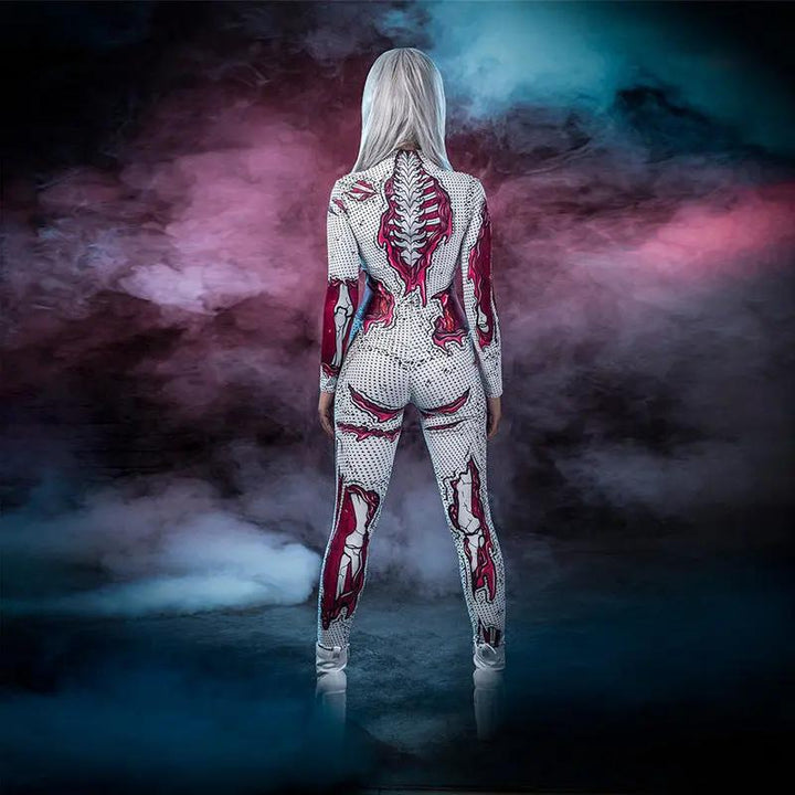 Liora - Realistic Full-Body Halloween Costume With Spooky Print For Adult Parties 3