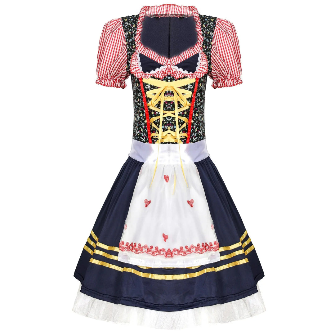 Oktoberfest Dirndl Costume for Women – Traditional Bavarian Dress with Puff Sleeves – Perfect for Festivals and Cosplay 0