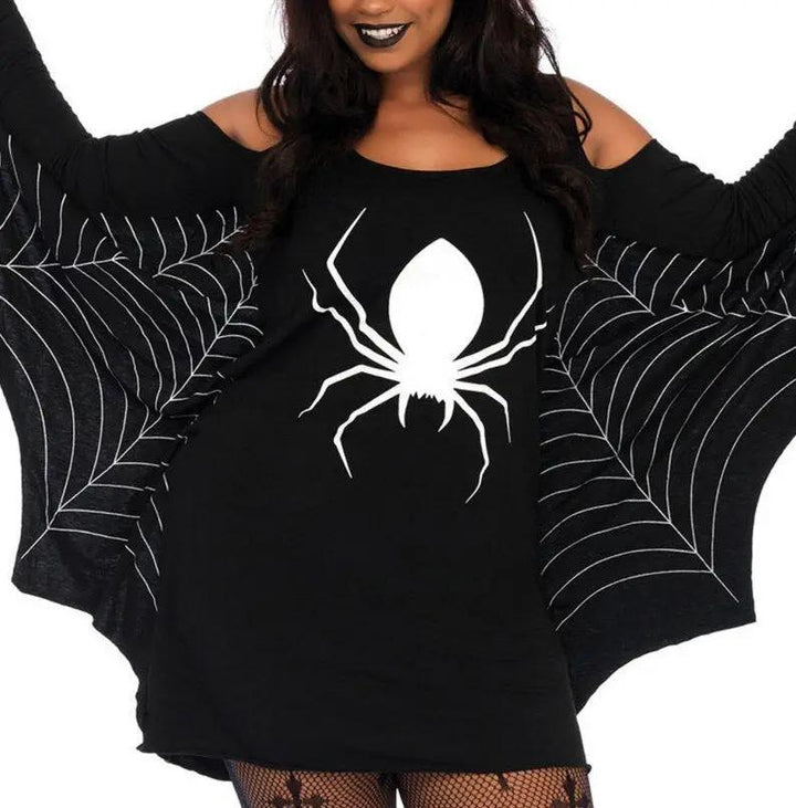 Selina - Gothic Mini Dress With Spider Web Design For Halloween Parties 1