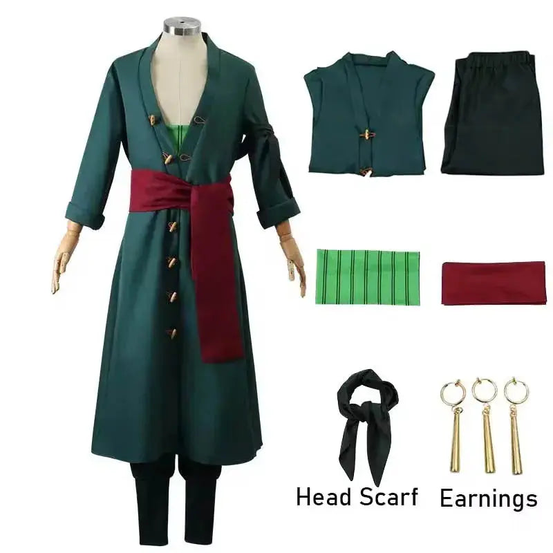 Halloween Roronoa Zoro Cosplay Costume – Eye-Catching Kimono Robe & Cloak for Anime Fans – Perfect for Parties 0