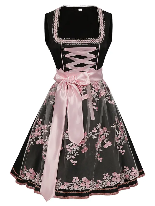 Oktoberfest Dirndl Dress – Classic Floral Design – Perfect for Beer Festivals 0