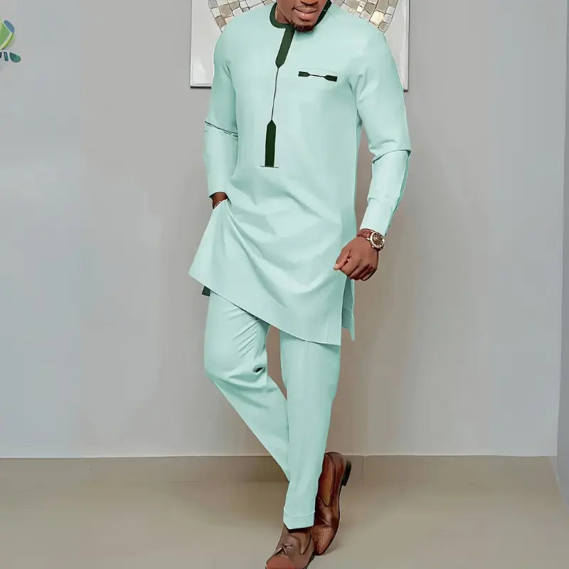 MunaWear - Dashikis - Malik – Traditional Dashiki Men's Set with Modern Elegance - 