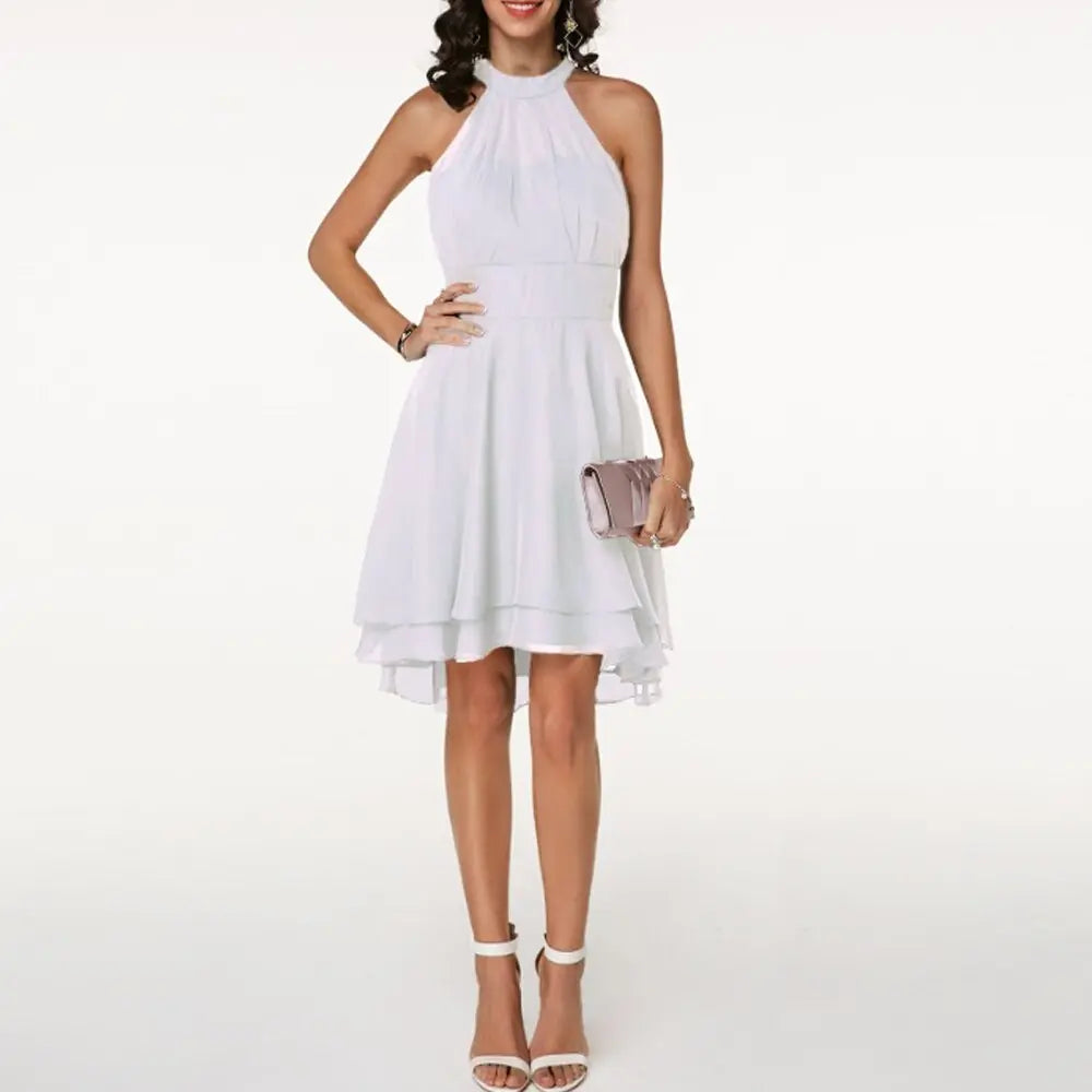 MunaWear - Dresses - Liora - Elegant Women's Dress With Charming Ruffles For Summer And Formal Occasions - White / 4XL