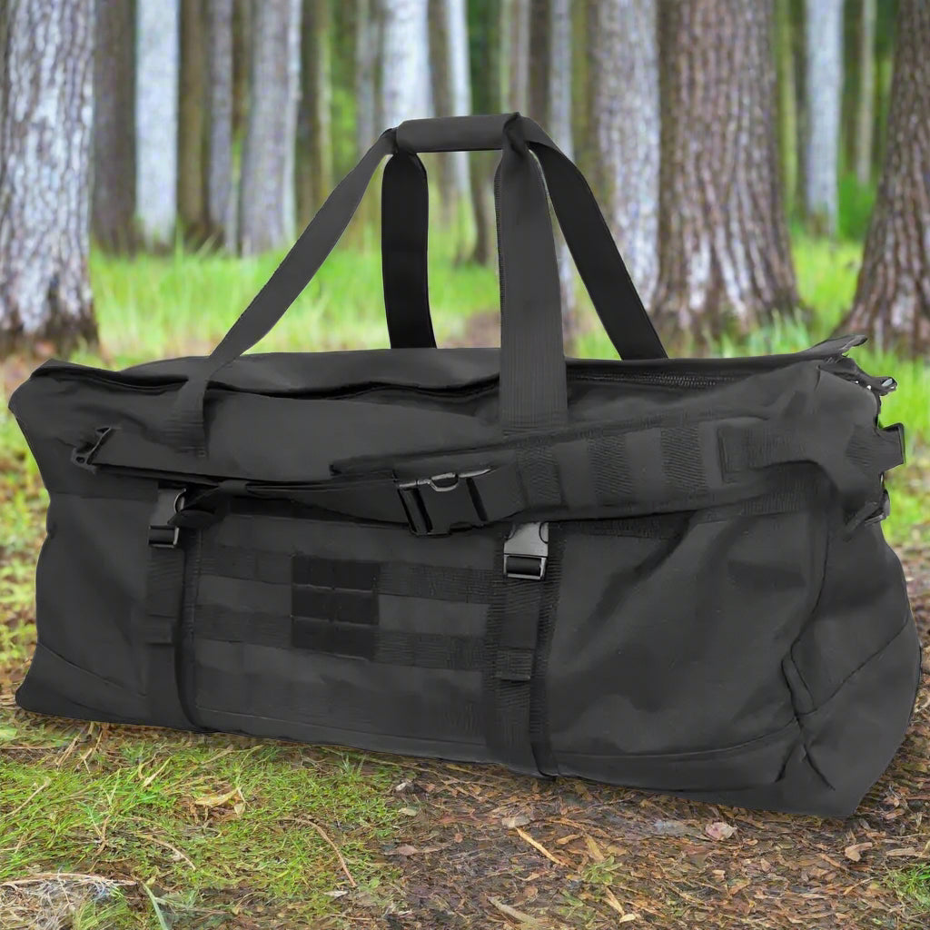 Titan Tactical Duffel Bag – 106L Capacity – Durable Nylon – Black & Green – Versatile for Hiking, Camping, and Gym 5