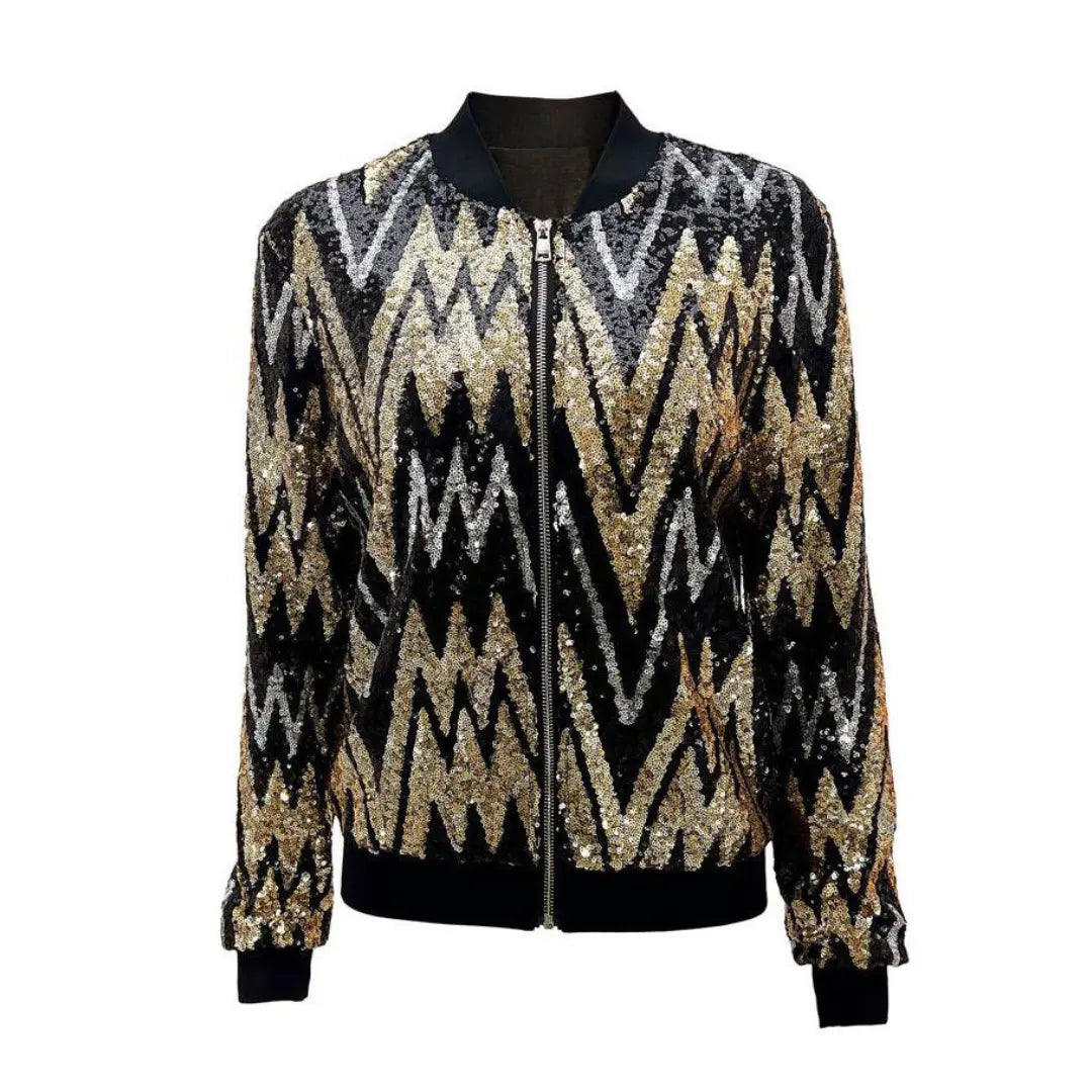 Liora – Glamorous Women's Sequin Jacket With Zipper For Festive Events 4