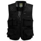 MunaWear  Fishing Vests  Liam – Lightweight Tactical Fishing Waistcoat with Multi-Pockets and Breathable Mesh Design  Black-Asian-Size-L