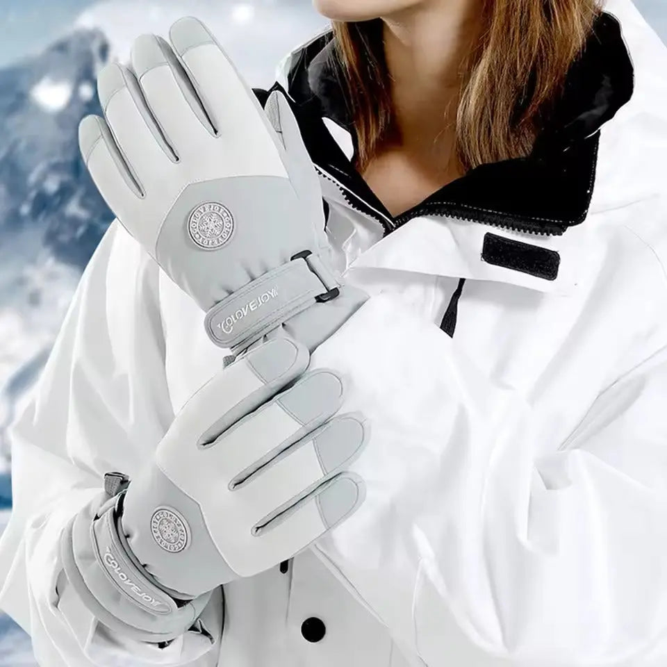 Krava – Waterproof Snowboard Gloves With Touchscreen Compatibility For Winter Sports - White