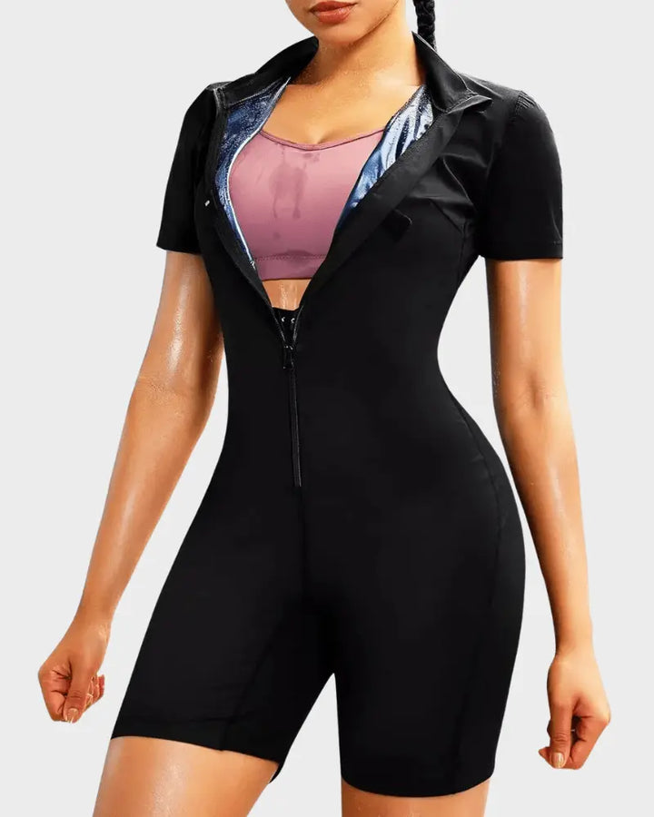 MunaWear  Gym & Workout Clothing  Sophia – Full-Body Sauna Jumpsuit with Zipper for Enhanced Sweating & Weight Loss Support 