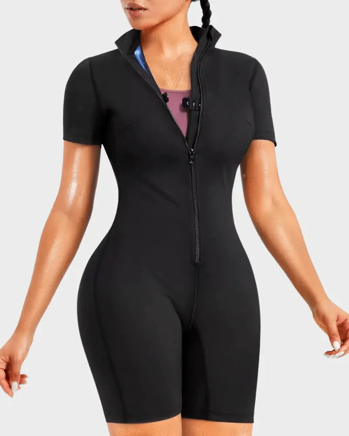 MunaWear  Gym & Workout Clothing  Sophia – Full-Body Sauna Jumpsuit with Zipper for Enhanced Sweating & Weight Loss Support 