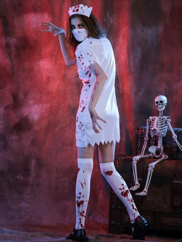Liora - Creepy Blood Splatter Nurse Costume With Classic Design For Halloween 3